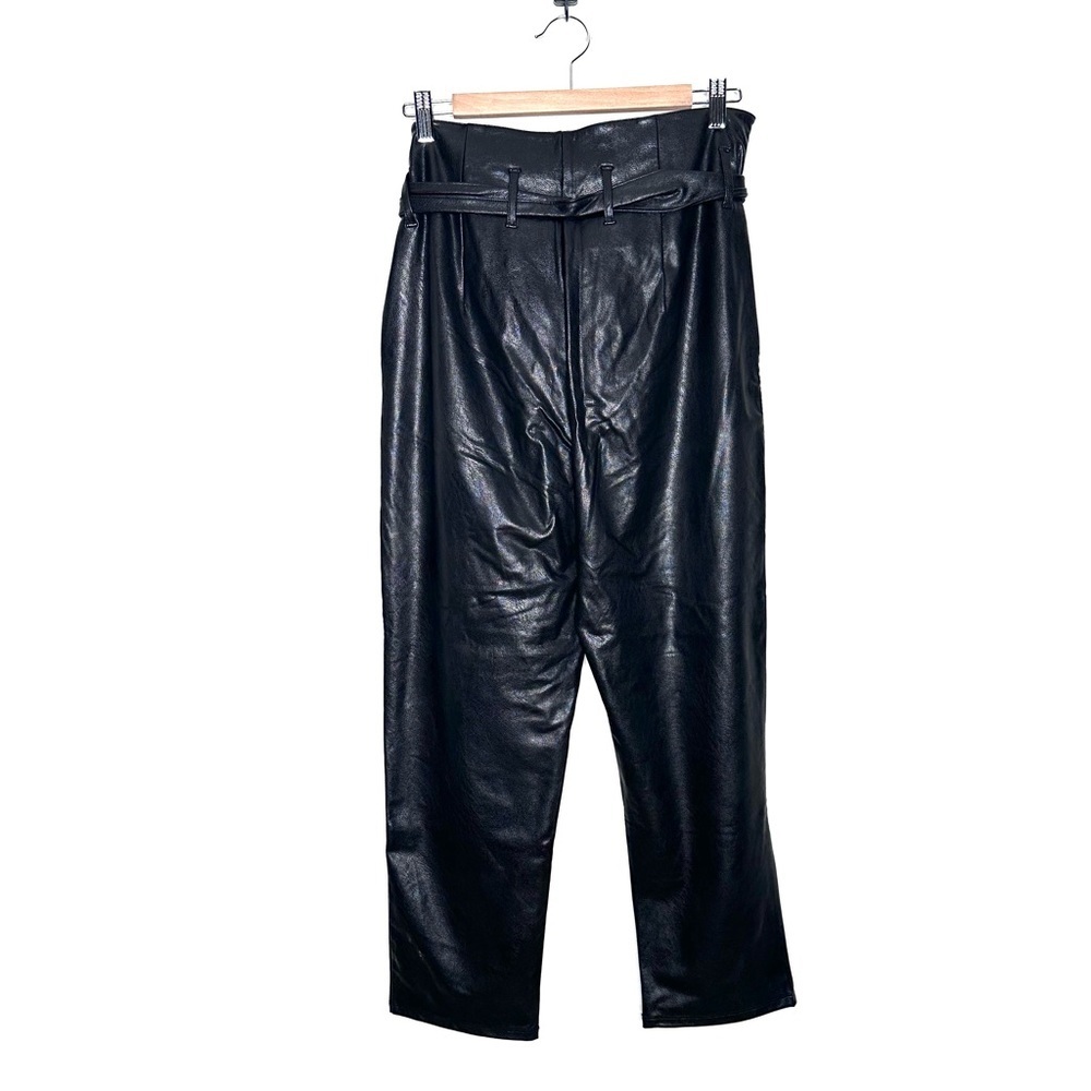 Commando Black Faux Leather Paper Bag Tie Waist Pants Size Medium - Picture 2 of 7